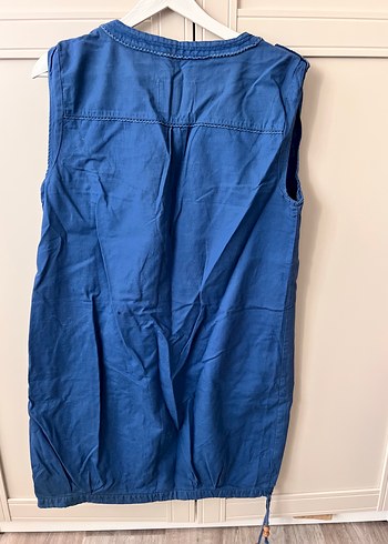 Lacivert Keten Bohem Midi Elbise - Görsel 2