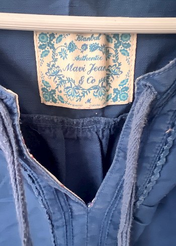 Lacivert Keten Bohem Midi Elbise - Görsel 3