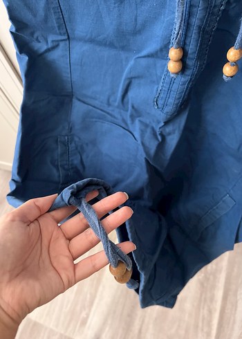 Lacivert Keten Bohem Midi Elbise - Görsel 6