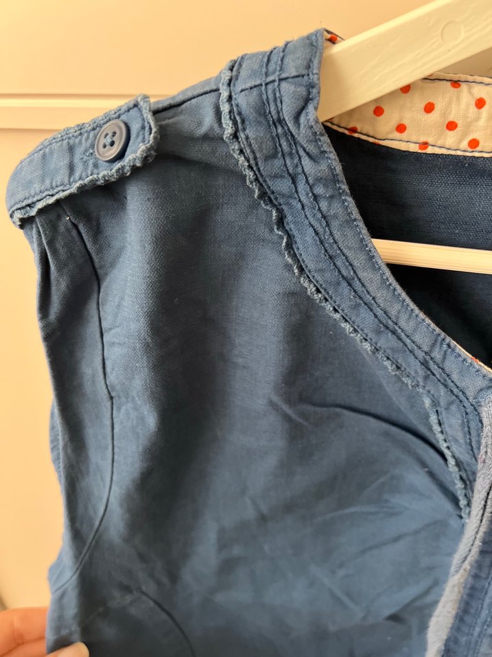 Lacivert Keten Bohem Midi Elbise - Görsel 4