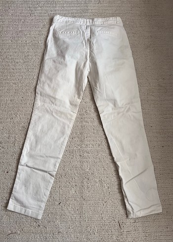 Beyaz Kadın Keten Kumaş Pantolon - Görsel 2