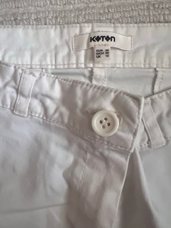 Beyaz Kadın Keten Kumaş Pantolon - Görsel 3