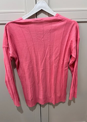 Pembe V Yaka Kadın Triko Kazak - Görsel 2