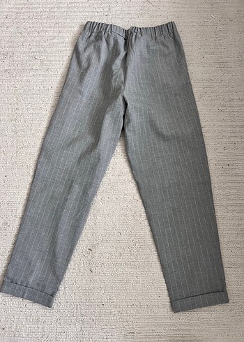 Gri Keten Pilili Kadın Kumaş Pantolon - Görsel 2