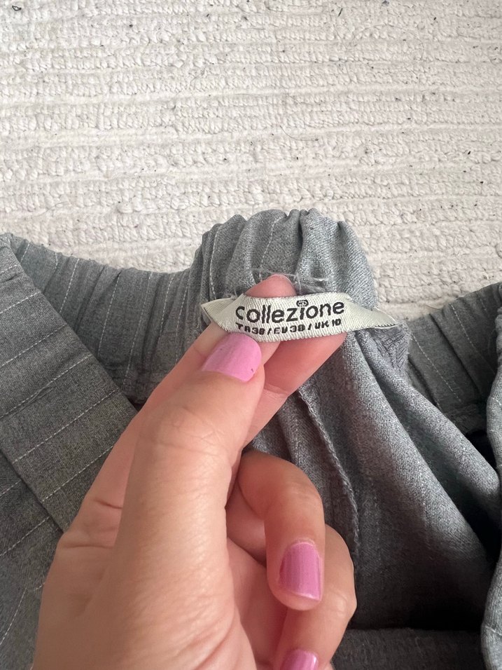 Gri Keten Pilili Kadın Kumaş Pantolon - Görsel 3