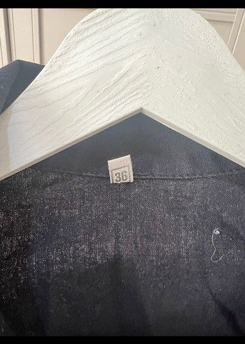 36 Beden Düğmeli siyah Keten Kadın ceket