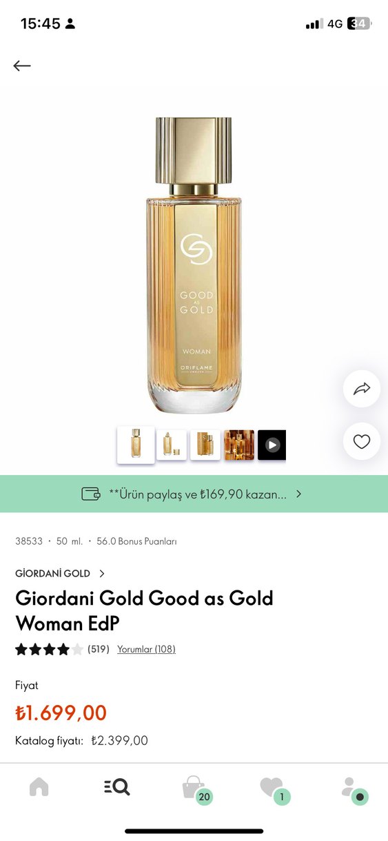 Oriflame Good as Gold Kadın Parfüm 50 ml - Görsel 3