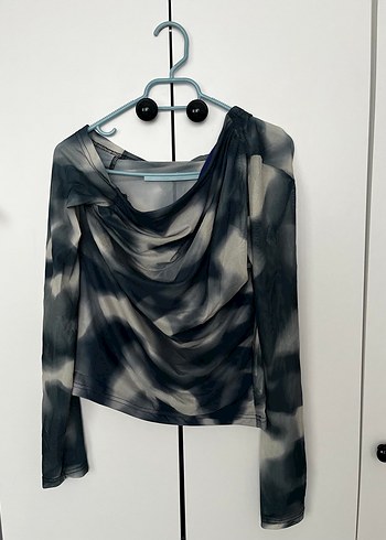 Trendyol & Milla Gri Batik Desenli Uzun Kollu Kadın Bluz