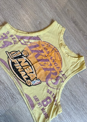 s Beden Sarı Baskılı Straplez Crop Top
