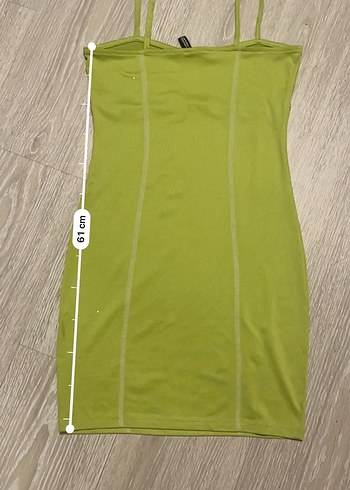 Zara Yeşil Midi Straplez Örme Elbise