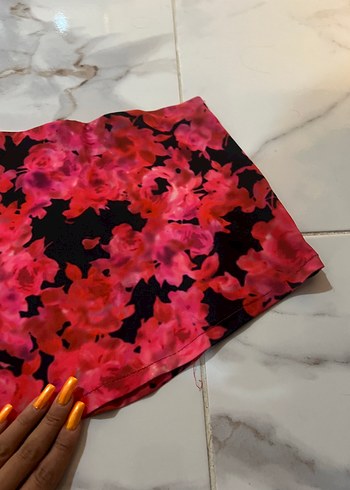 Trendyol & Milla Pembe Bağlama Desenli Mini Etek
