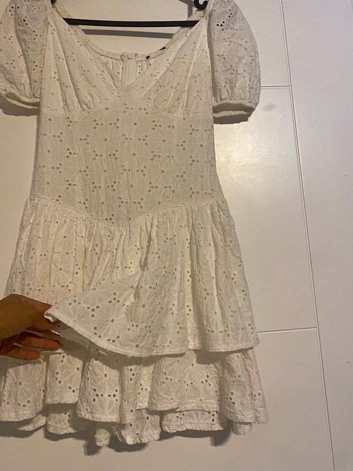 Romantik Ekru Mini Elbise — görsel 8/10