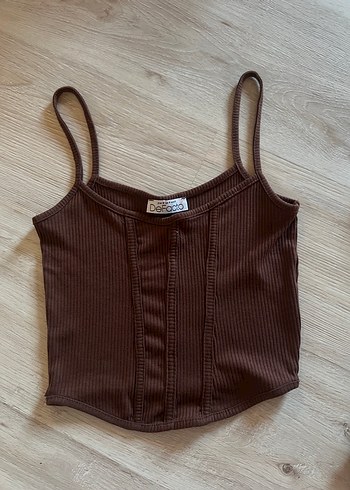 Kahverengi İnce Askılı Crop
