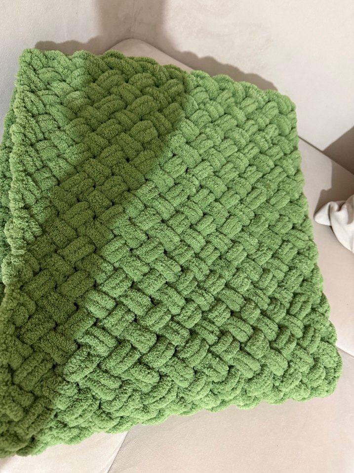 Parlak Yeşil Örgü Çocuk Battaniyesi - Görsel 2