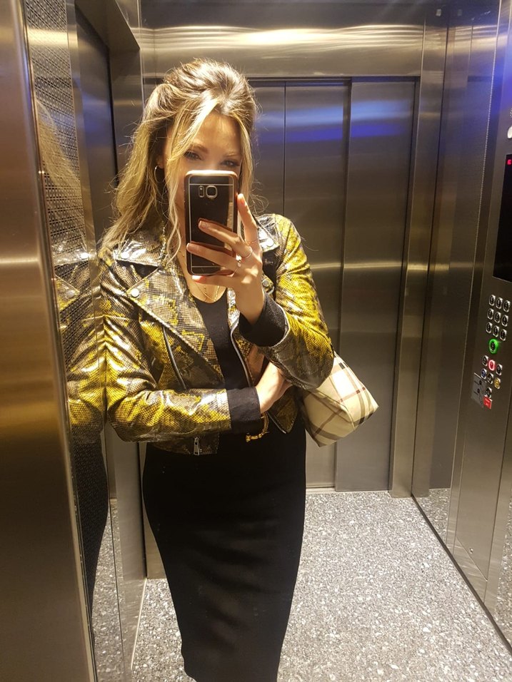 Deri Yılan Desenli Biker Ceket - Görsel 4