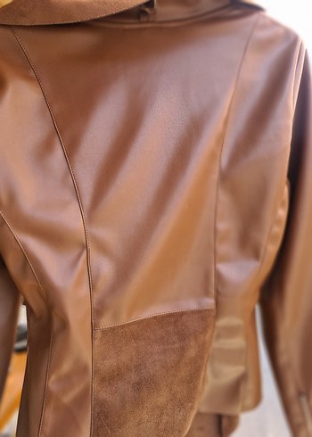 Kahverengi Kürklü Deri Kadın Ceket/Gomlek - Görsel 3
