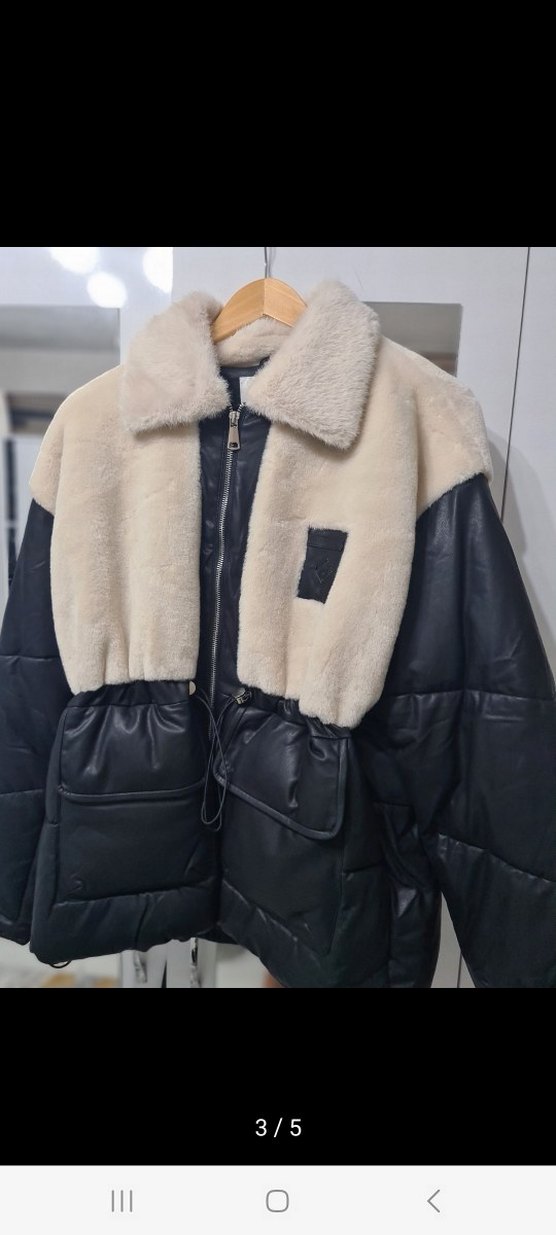 Kadın Siyah Deri Kürk Detaylı Kısa Mont - Görsel 2