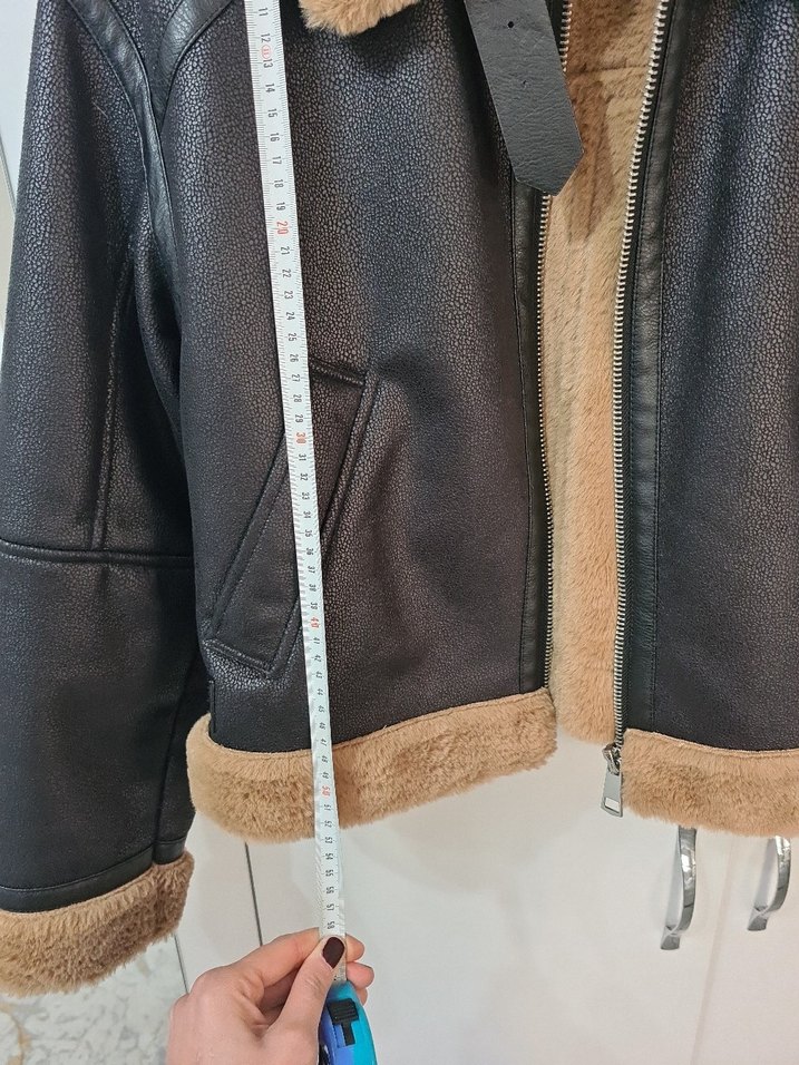 Kahverengi Kürklü Deri Kadın Ceket - Görsel 5