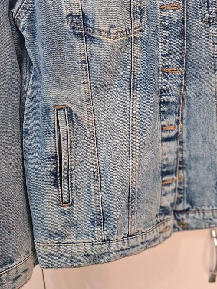 Kadın Mavi Batik Desenli Kolsuz Denim Ceket - Görsel 2