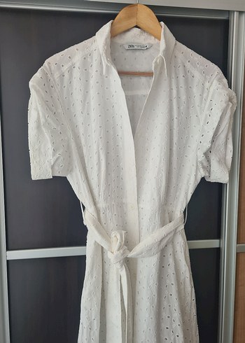 Zara Beyaz Nakışlı Uzun Elbise - Görsel 7