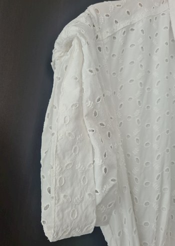 Zara Beyaz Nakışlı Uzun Elbise - Görsel 9