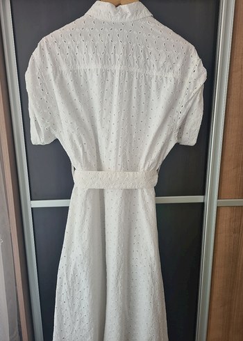 Zara Beyaz Nakışlı Uzun Elbise - Görsel 5