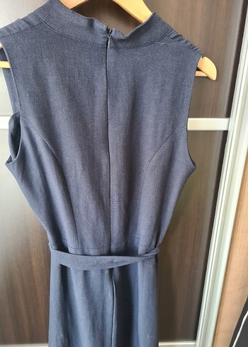 Kemerli Kolsuz Lacivert  Elbise - Görsel 6