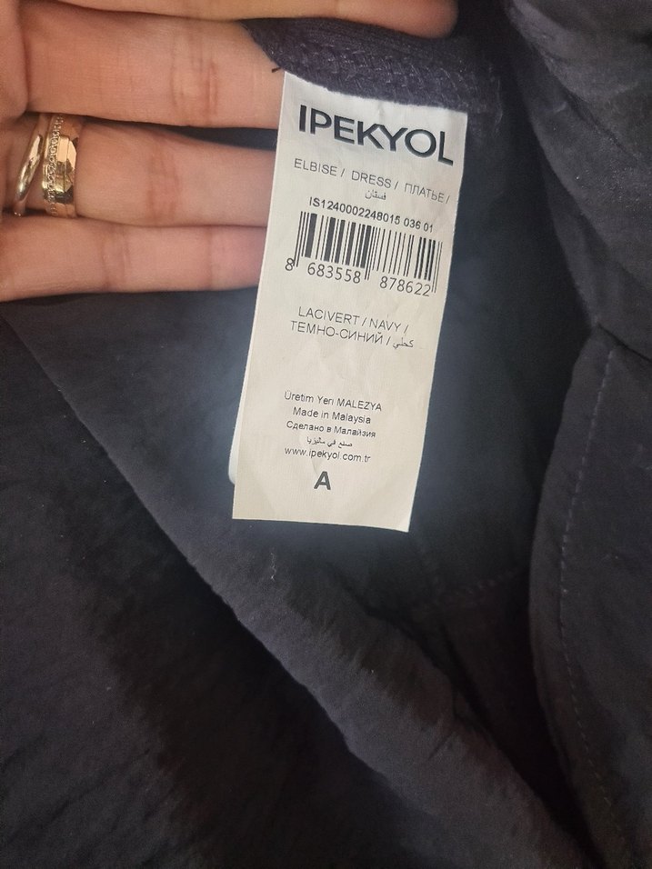 Siyah, Kısa Kollu, Piliseli Uzun Keten Elbise - Görsel 3