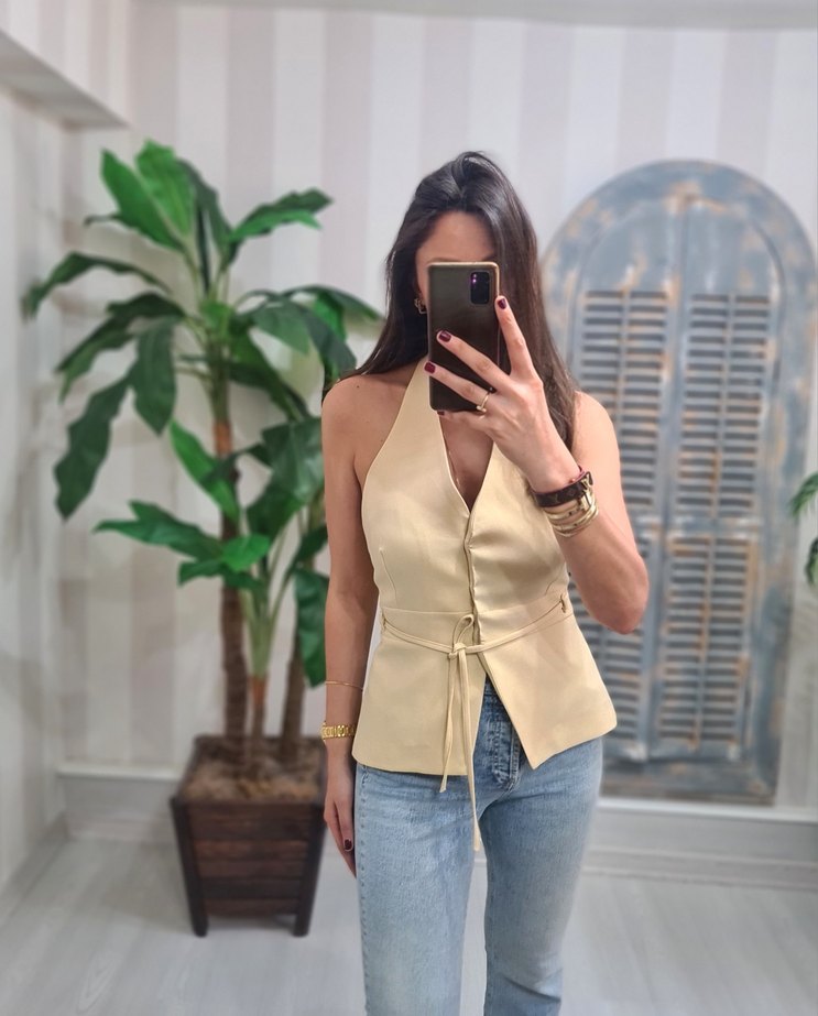 Kemerli Sarı Yelek - Görsel 5