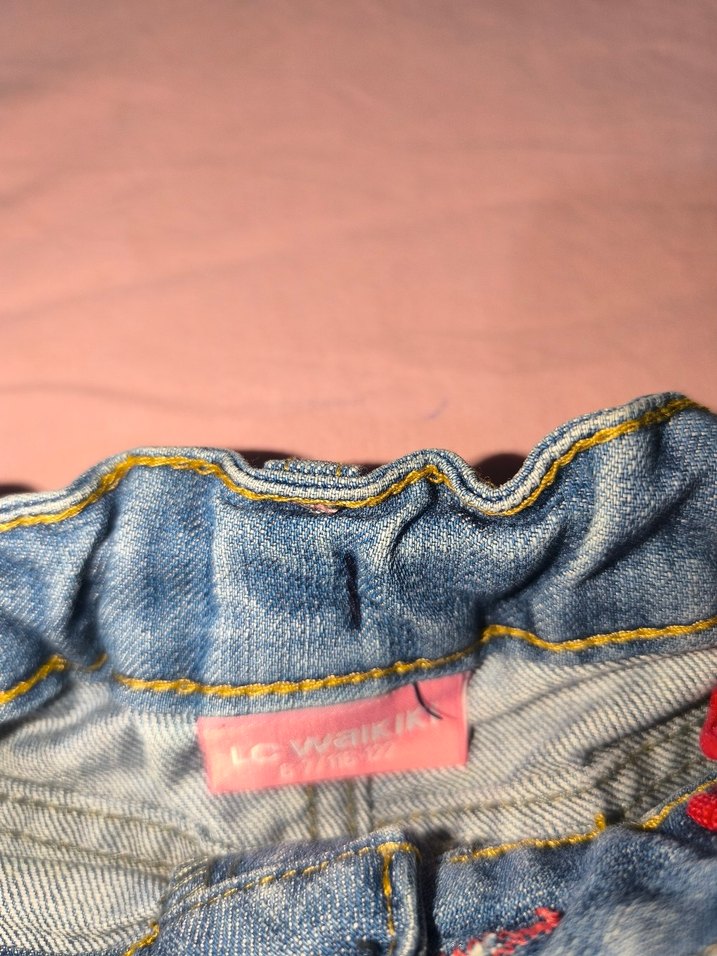 Kızlar için Renkli Bağcıklı Denim Şort - Görsel 2