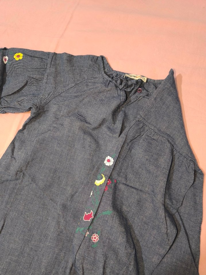 Nakışlı Gri Kız Elbise - Görsel 2