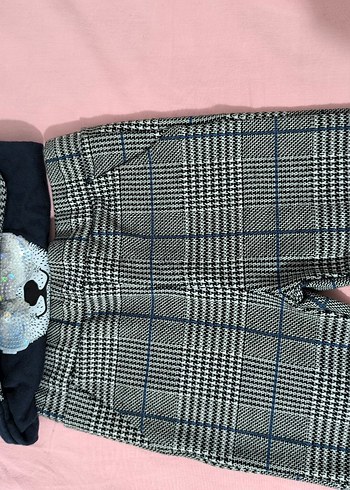 Gri Ekoseli Örme Sweatshirt ve Pantolon Seti - Görsel 2