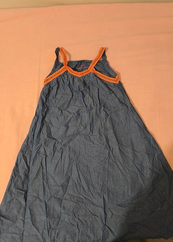 Turuncu Detaylı Gri kız çocuk elbise - Görsel 3