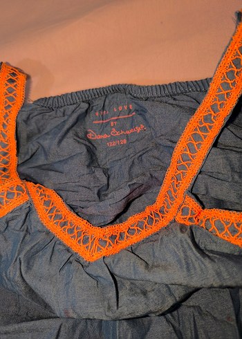 Turuncu Detaylı Gri kız çocuk elbise - Görsel 2