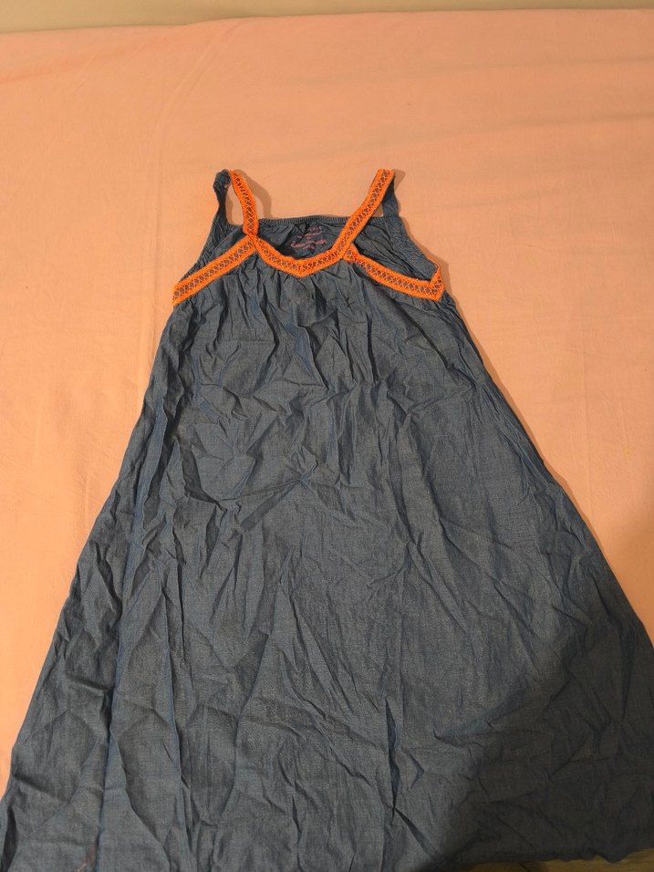 Turuncu Detaylı Gri kız çocuk elbise - Görsel 3