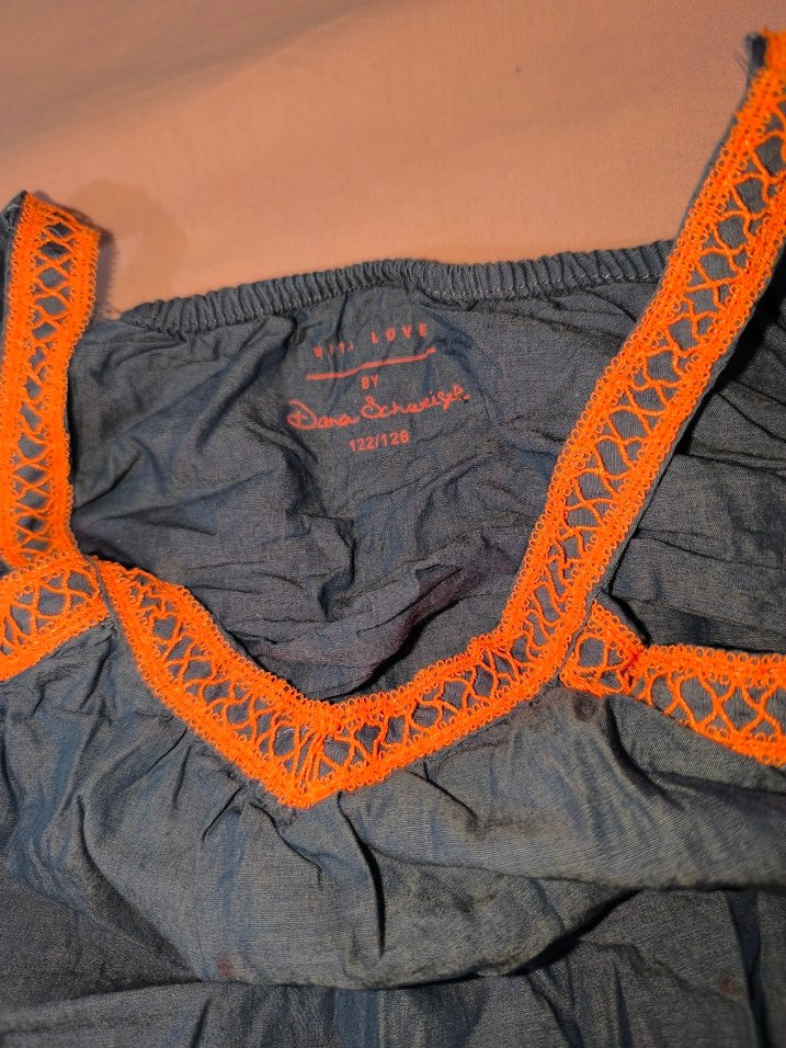 Turuncu Detaylı Gri kız çocuk elbise - Görsel 2