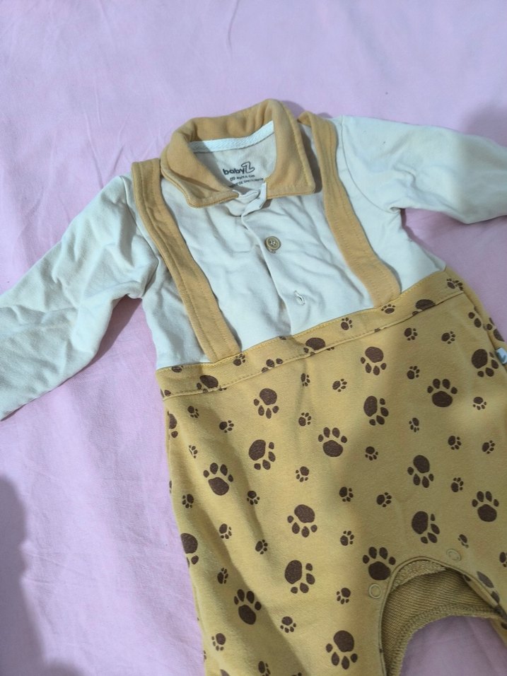 Uzun Kollu, Düğmeli Erkek Bebek Tulum - Görsel 3