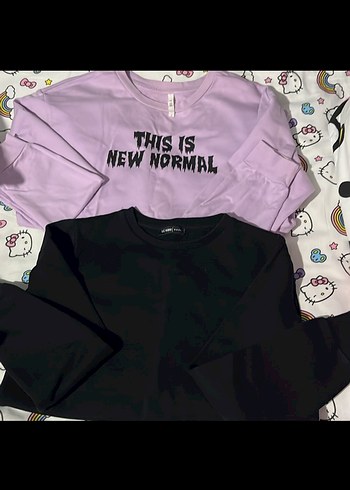 Mor Baskılı Uzun Kollu Salaş Sweatshirt