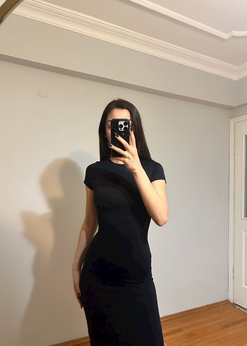 Siyah Minimalist Kadın Mini Elbise - Görsel 3