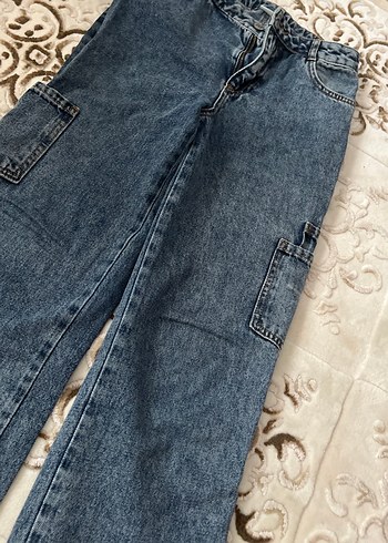 Gri Bel Detaylı Bol Kesim Kadın Jean - Görsel 4