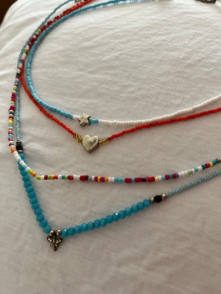 Uzun Renkli Boncuklu Bohem Kadın Kolye - Görsel 3