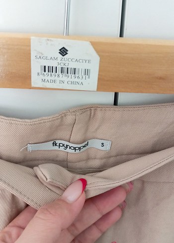 s Beden Bej Midi Keten Rahat Kesim Kadın Pantolon
