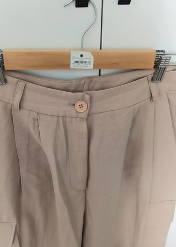 Diğer Bej Midi Keten Rahat Kesim Kadın Pantolon