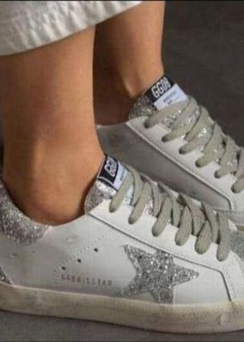 Golden Goose Deluxe Kadın Beyaz Simli Sneakers - Görsel 3