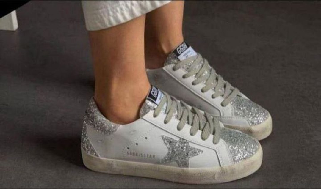 Golden Goose Deluxe Kadın Beyaz Simli Sneakers - Görsel 3