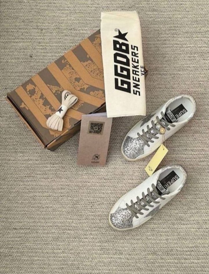 Golden Goose Deluxe Kadın Beyaz Simli Sneakers - Görsel 5