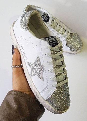 Golden Goose Deluxe Beyaz Simli Kadın Sneakers - Görsel 5