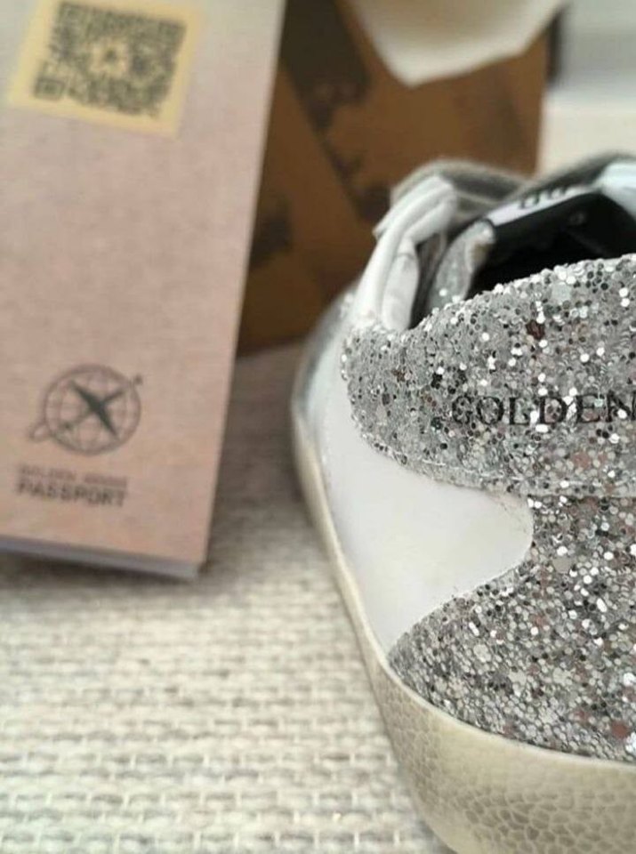 Golden Goose Deluxe Beyaz Simli Kadın Sneakers - Görsel 4