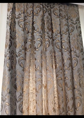 Nakışlı Beyaz Parlak Yatak Örtüsü ve fon perdeler - Görsel 6