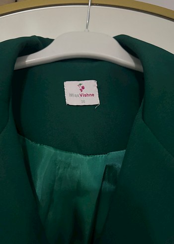 36 Beden yeşil Renk Düğmeli Yeşil Kadın Blazer Ceket